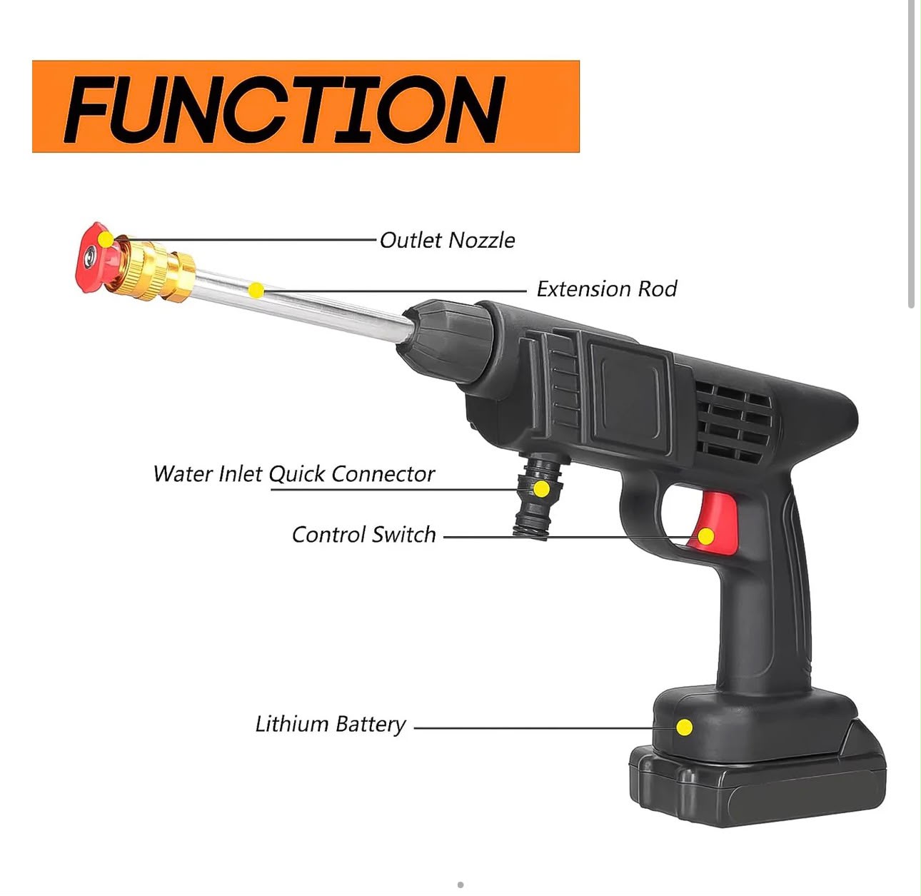 wireless high pressure car washer water spray gun double battery.Rechargeable (1 Set)